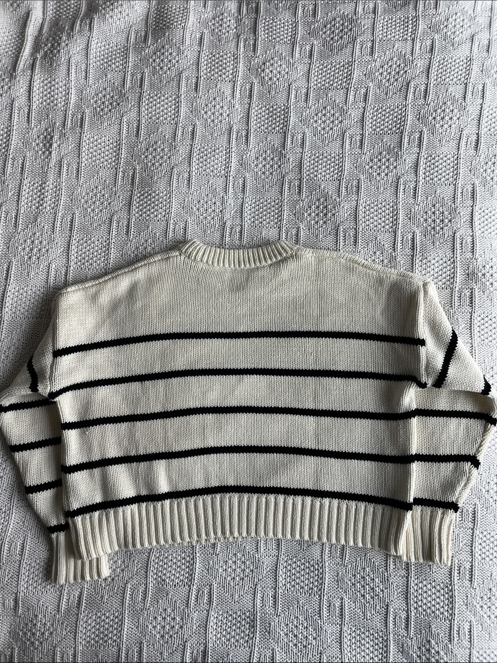 Jenni Kayne  Chloe Striped Cotton Crewneck Sweater in Ivory Black Sz M - Picture 9 of 10